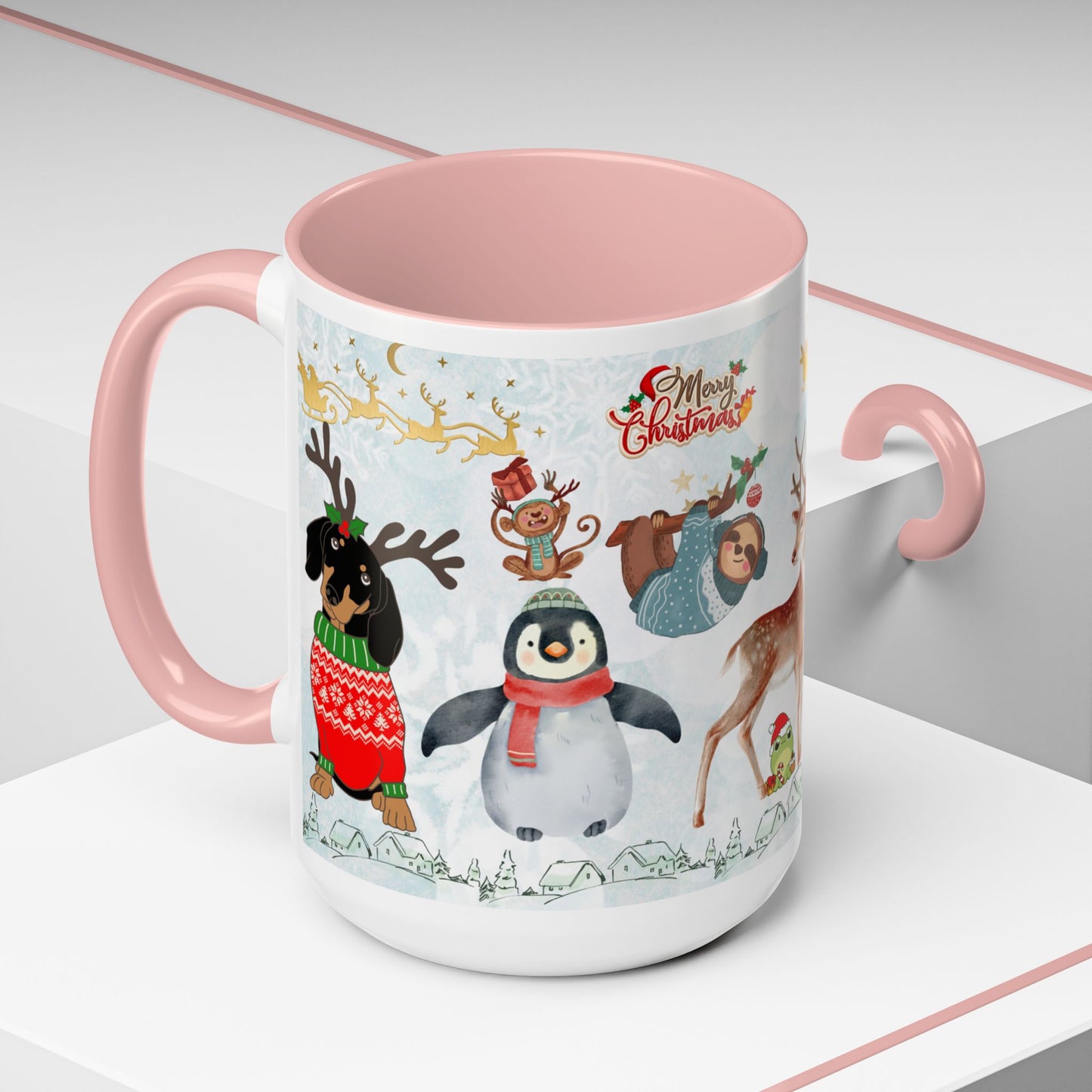 Merry Christmas, Animals - Accent Coffee Mug (11, 15oz)