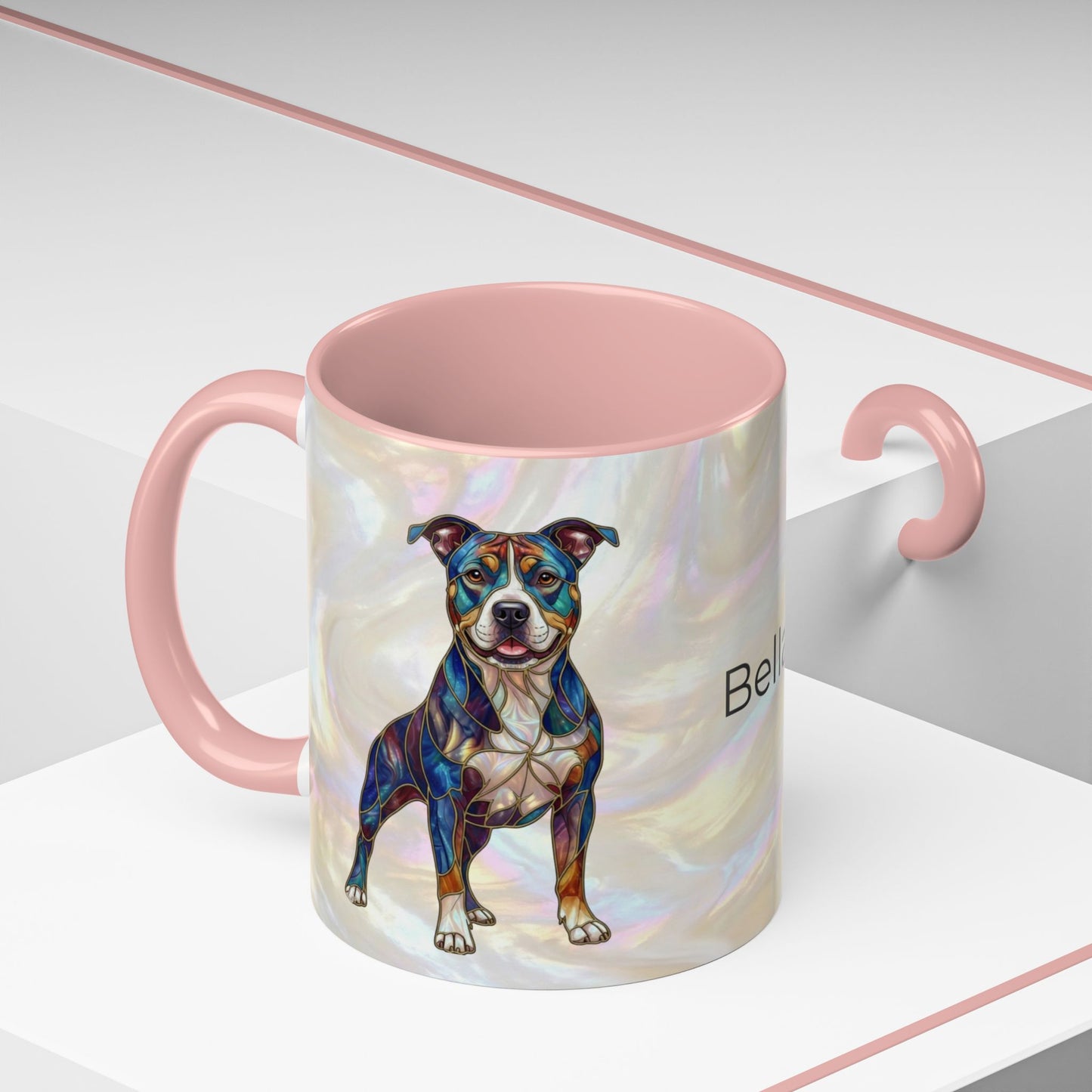 Pitbull Dog Accent Coffee Mug — Stained Glass Design (11/15oz) - 14536