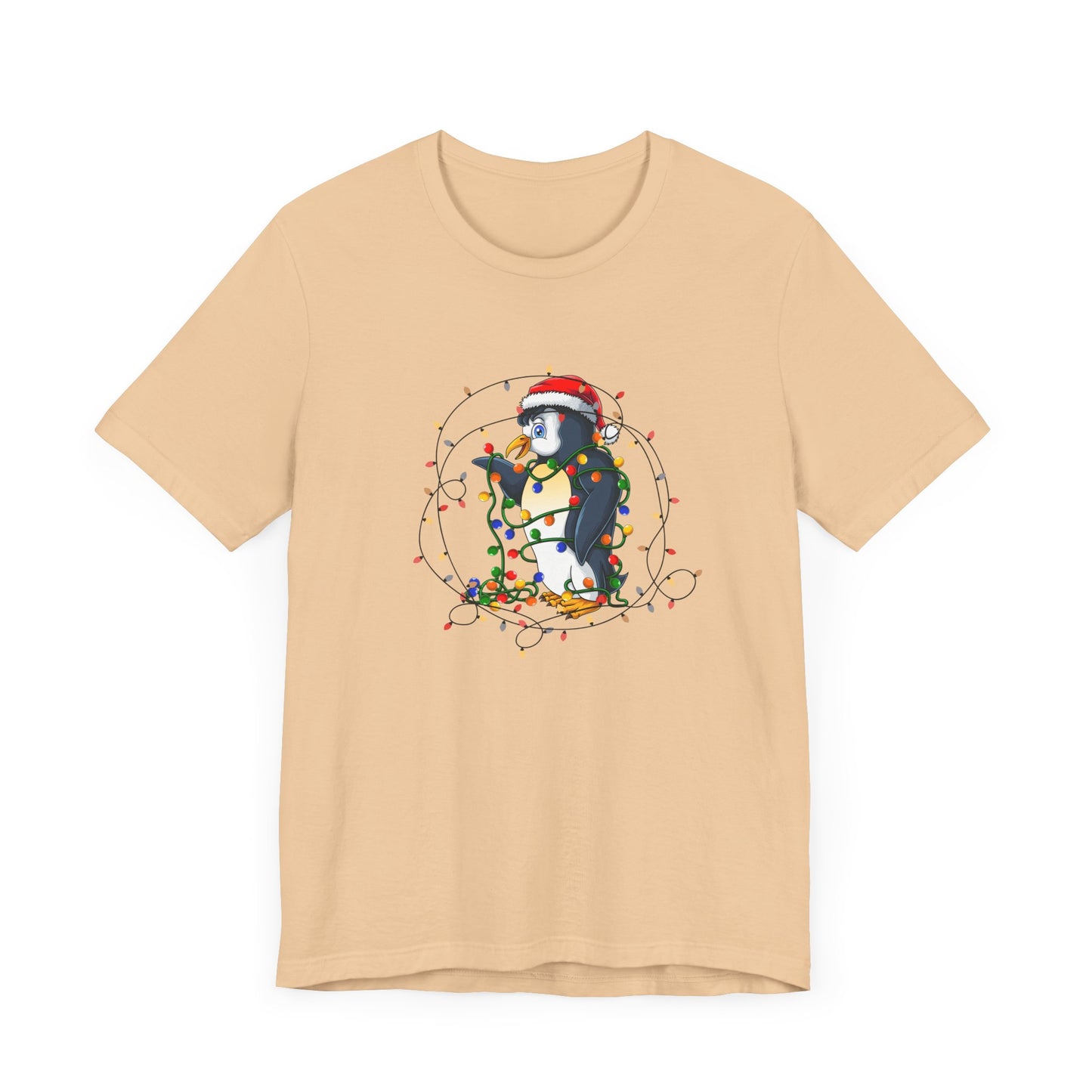 Penguin with Christmas Light - Unisex Jersey Short Sleeve Tee - 10407