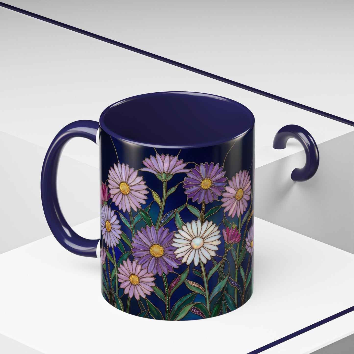Aster Flower Coffee Mug — Stained Glass Design 11/15oz - 14553