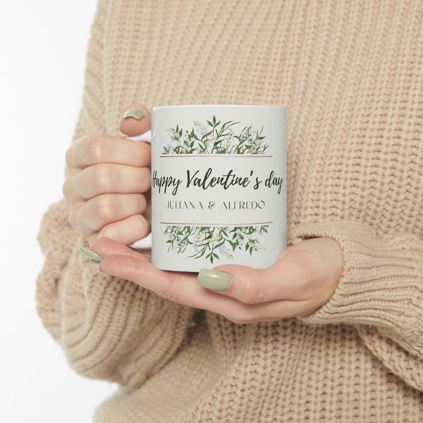 Happy Valentine's Day, Names, Customizable - Ceramic Mug, (11oz, 15oz) - 10924