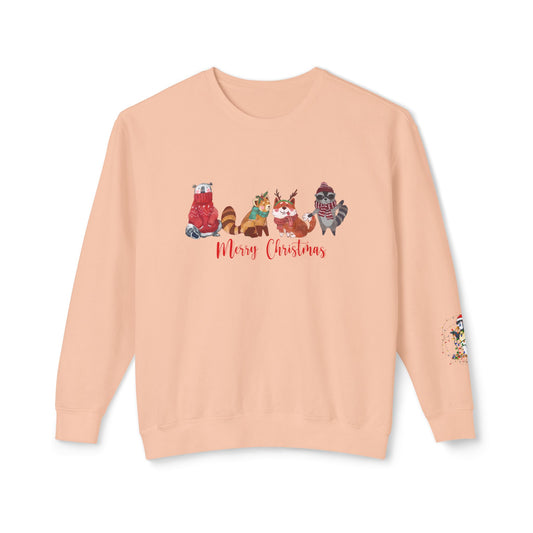 Animals, Merry Christmas - Unisex Lightweight Crewneck Sweatshirt - 10396