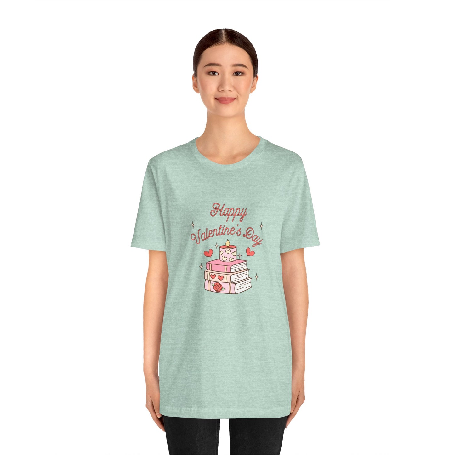 Books, Happy Valentine's Day - Unisex Jersey Short Sleeve Tee - 11572