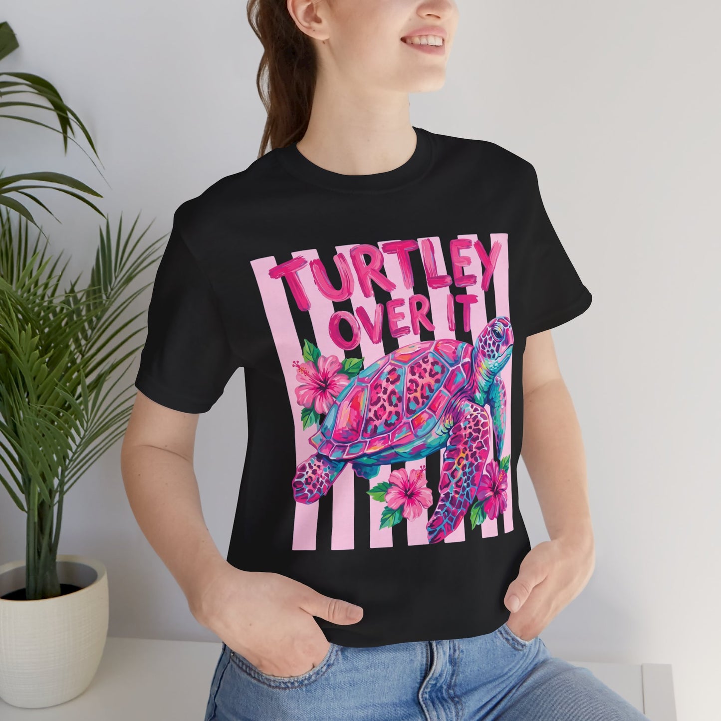 Turtley Over It T-Shirt, Cute Tropical Sea Turtle Graphic Tee - 14953