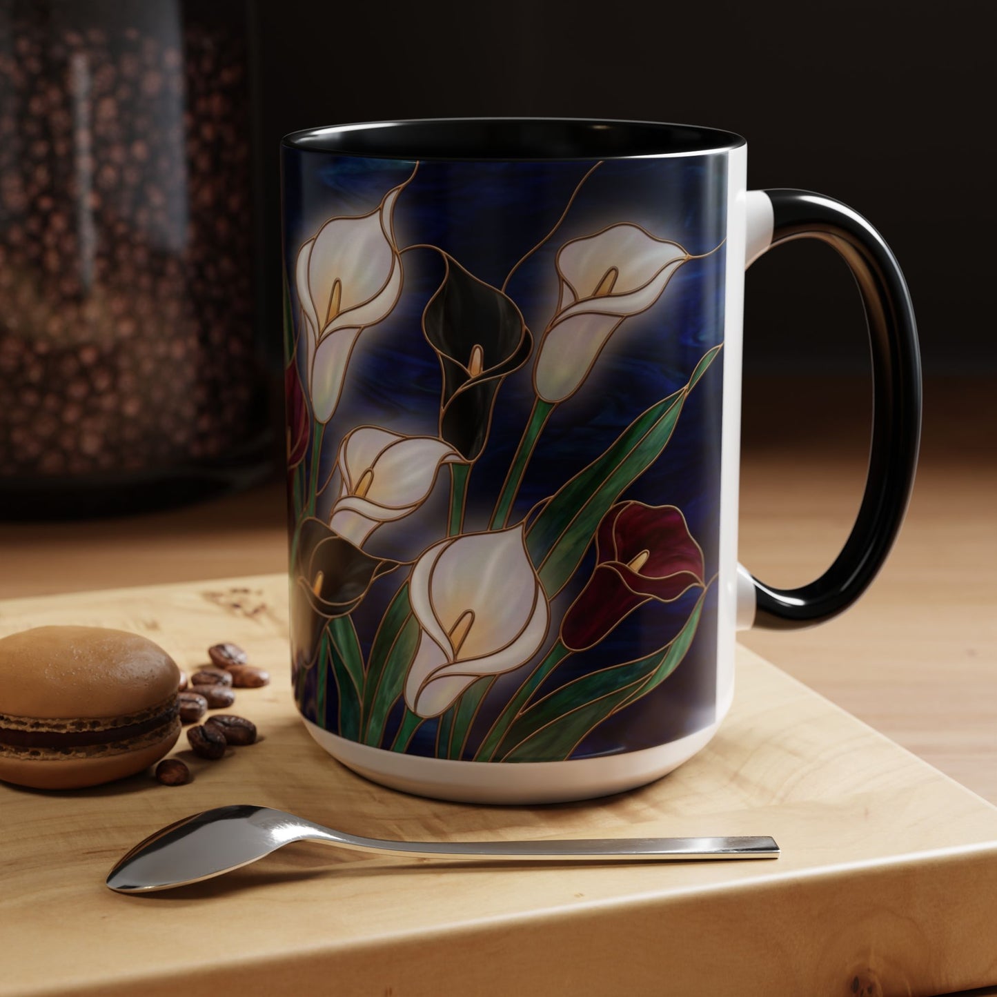 Calla Lily Floral Coffee Mug — Stained Glass Design (11/15oz) - 14557