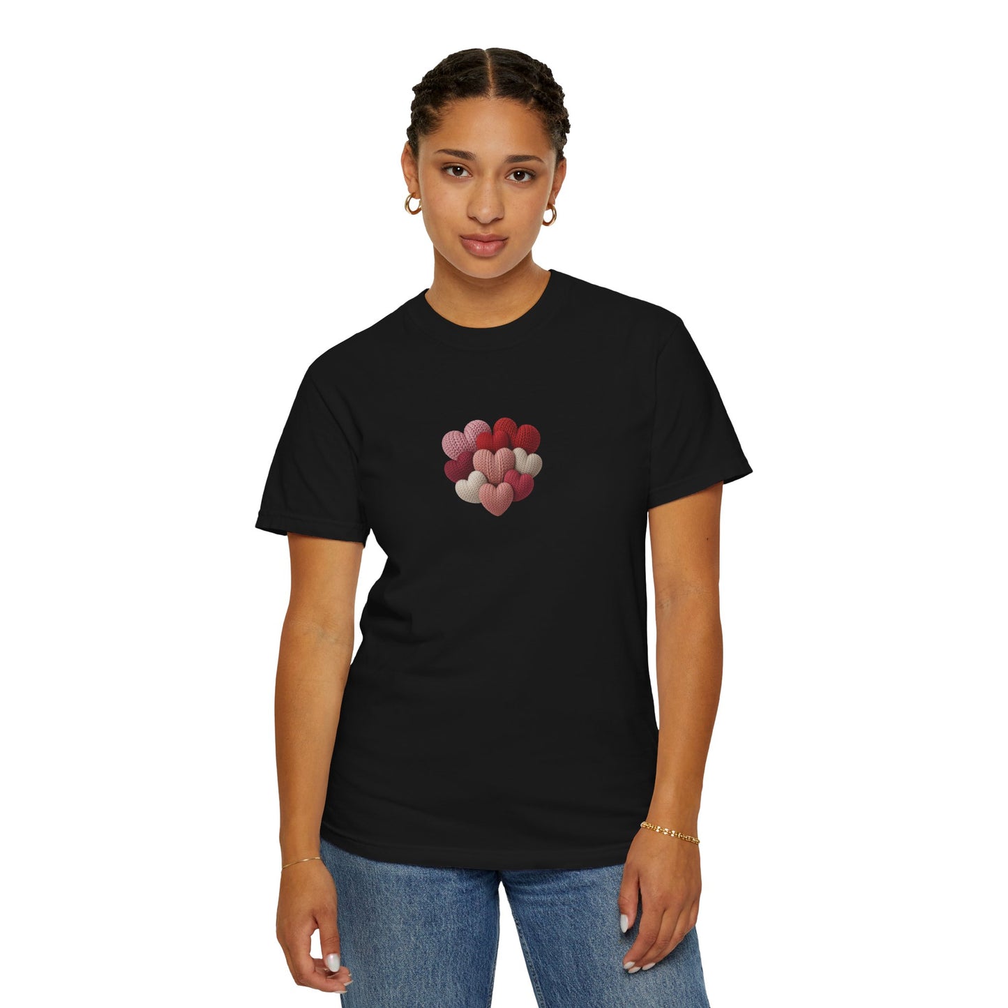 Knitted Hearts Valentine Graphic T-Shirt  - 14748