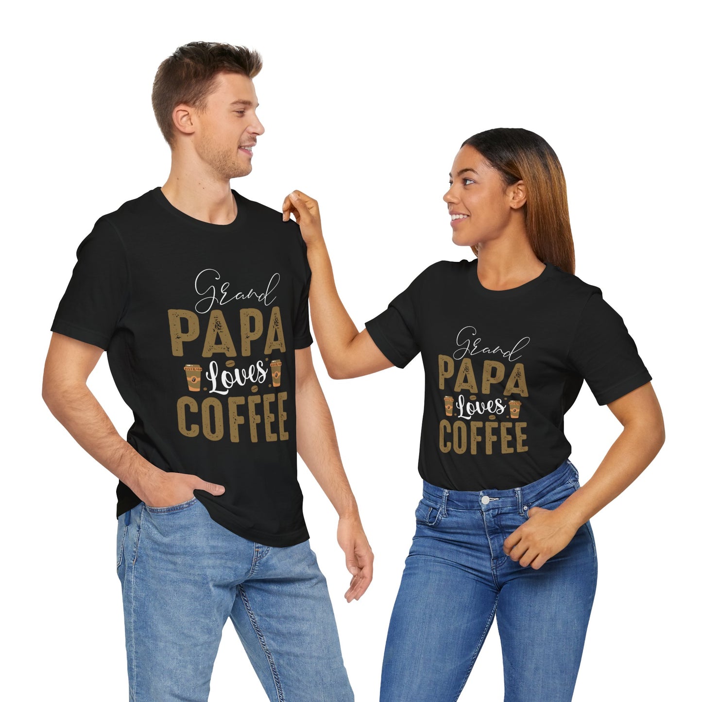 Grand Papa Loves Coffee - Unisex Jersey Short Sleeve Tee