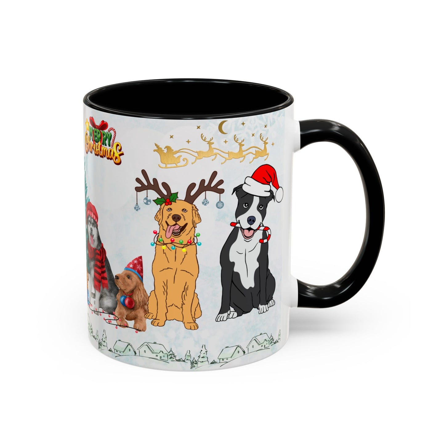 Merry Christmas Dogs - Accent Coffee Mug (11, 15oz)