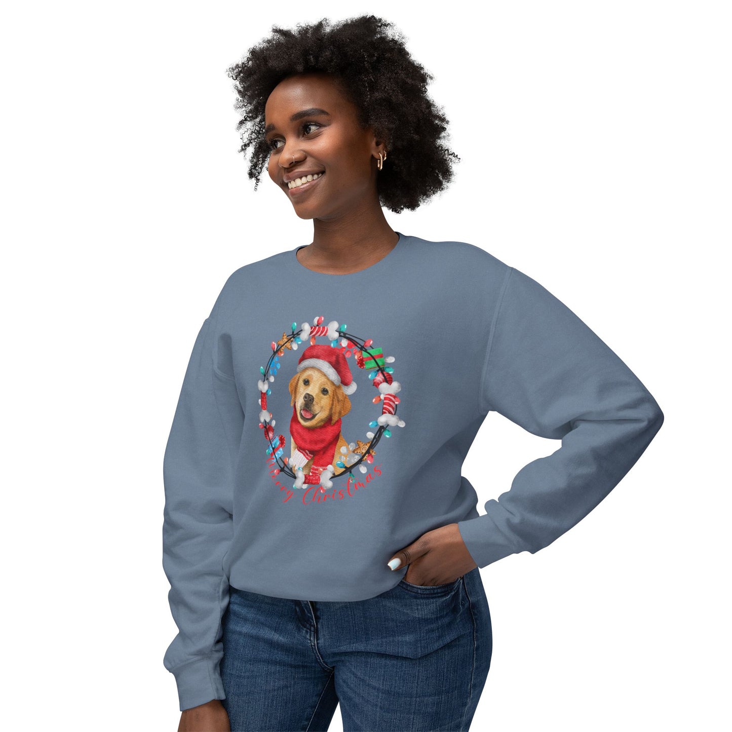 Christmas Dog - Unisex Lightweight Crewneck Sweatshirt - 10309