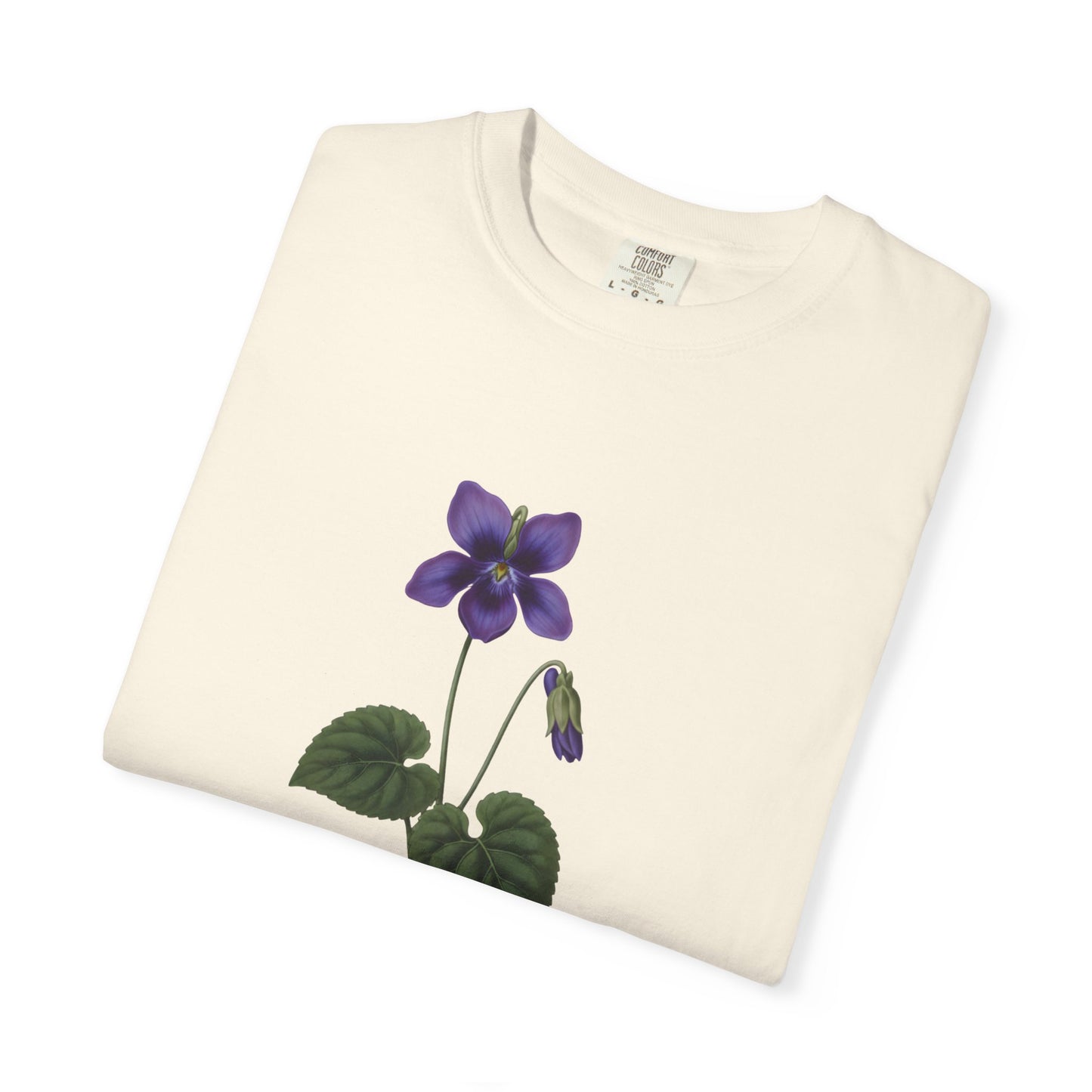 February Birth Flower Violet T-Shirt – Heavyweight Garment-Dyed Tee - 14700