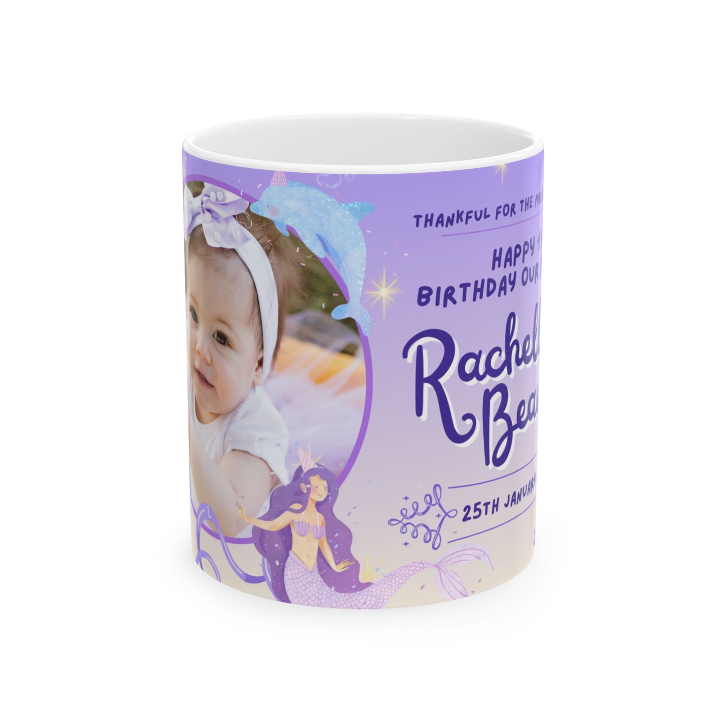 Personalized Birthday Ceramic Mug, Custom Photo Mug, Magical Unicorn Mug, Kids Birthday Gift, Fairy Tale Mug - 13979