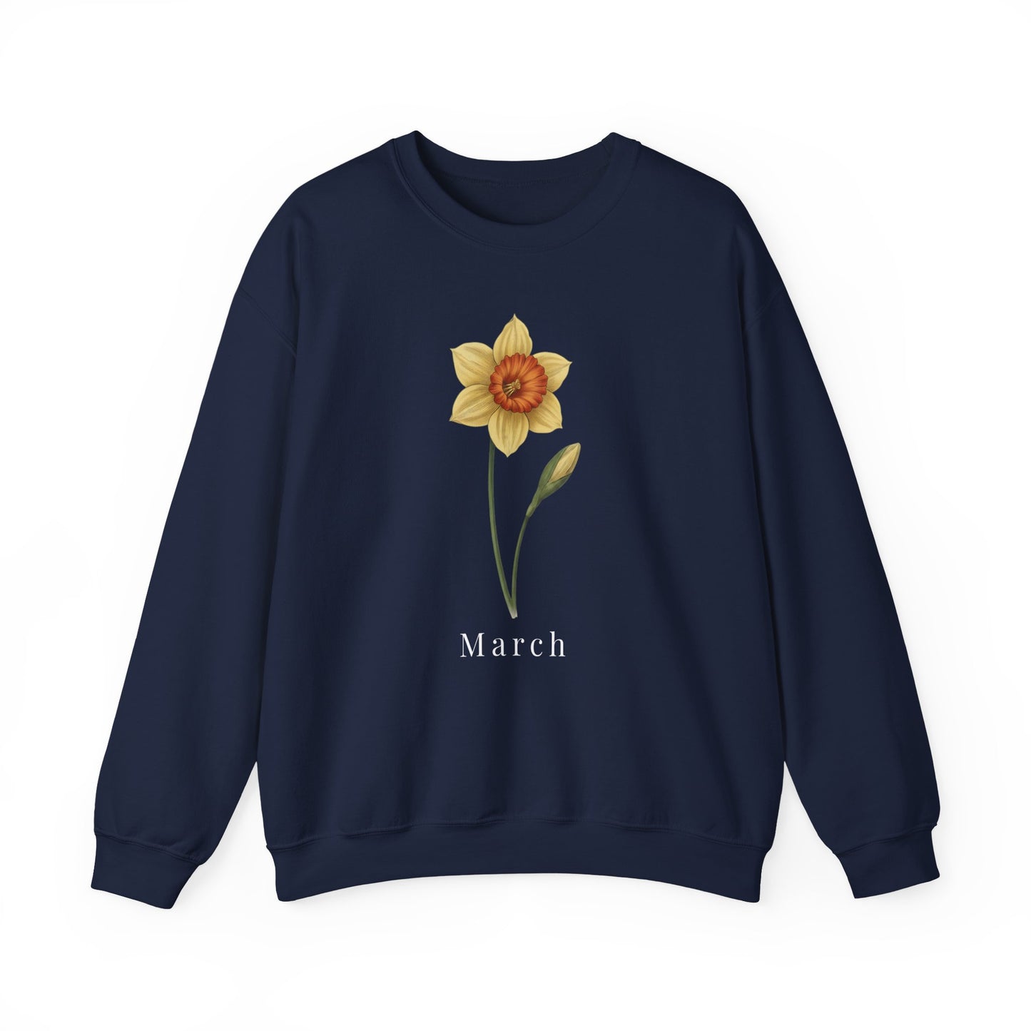 March Birth Flower Daffodil Crewneck Sweatshirt – Floral Birthday Gift Pullover - 14822