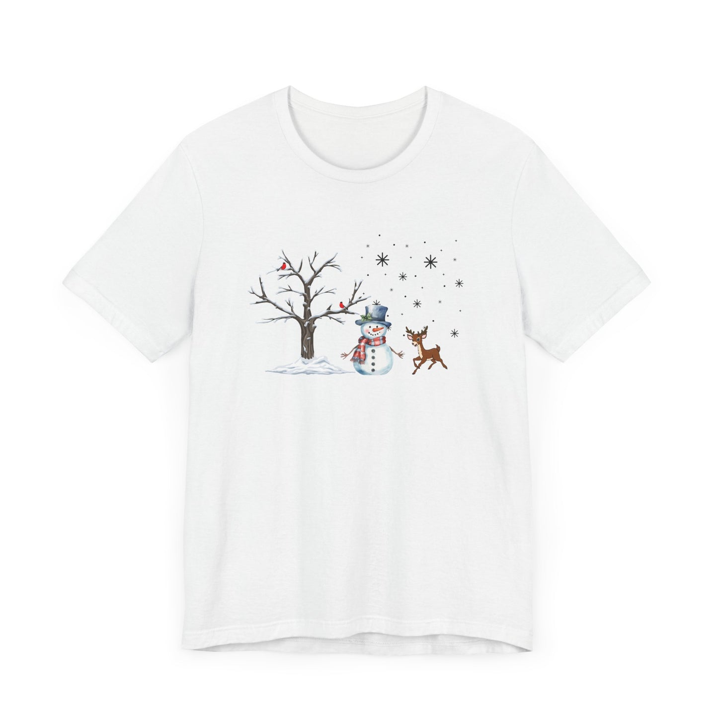 Snowman with Twinkle - Unisex Jersey Short Sleeve Tee