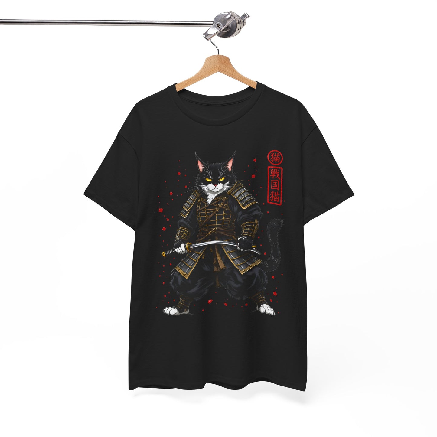 Samurai Cat T-Shirt – Japanese Warrior Cat Graphic Tee, Anime Samurai Cat Shirt, Japanese Streetwear Gift - 14913