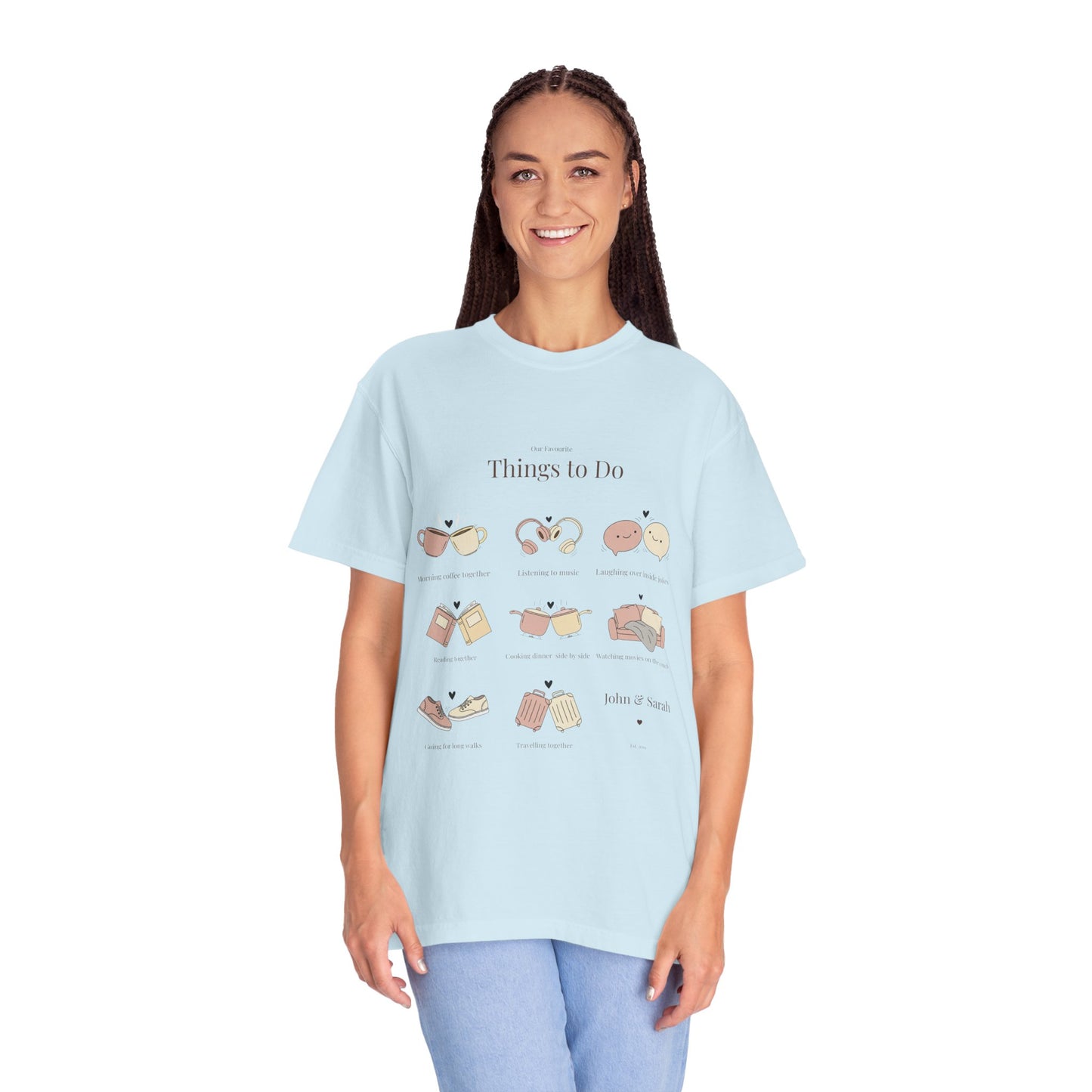 Our Favourite Things to Do Together – Personalised Valentine’s Illustration T-Shirt Gift - 14720