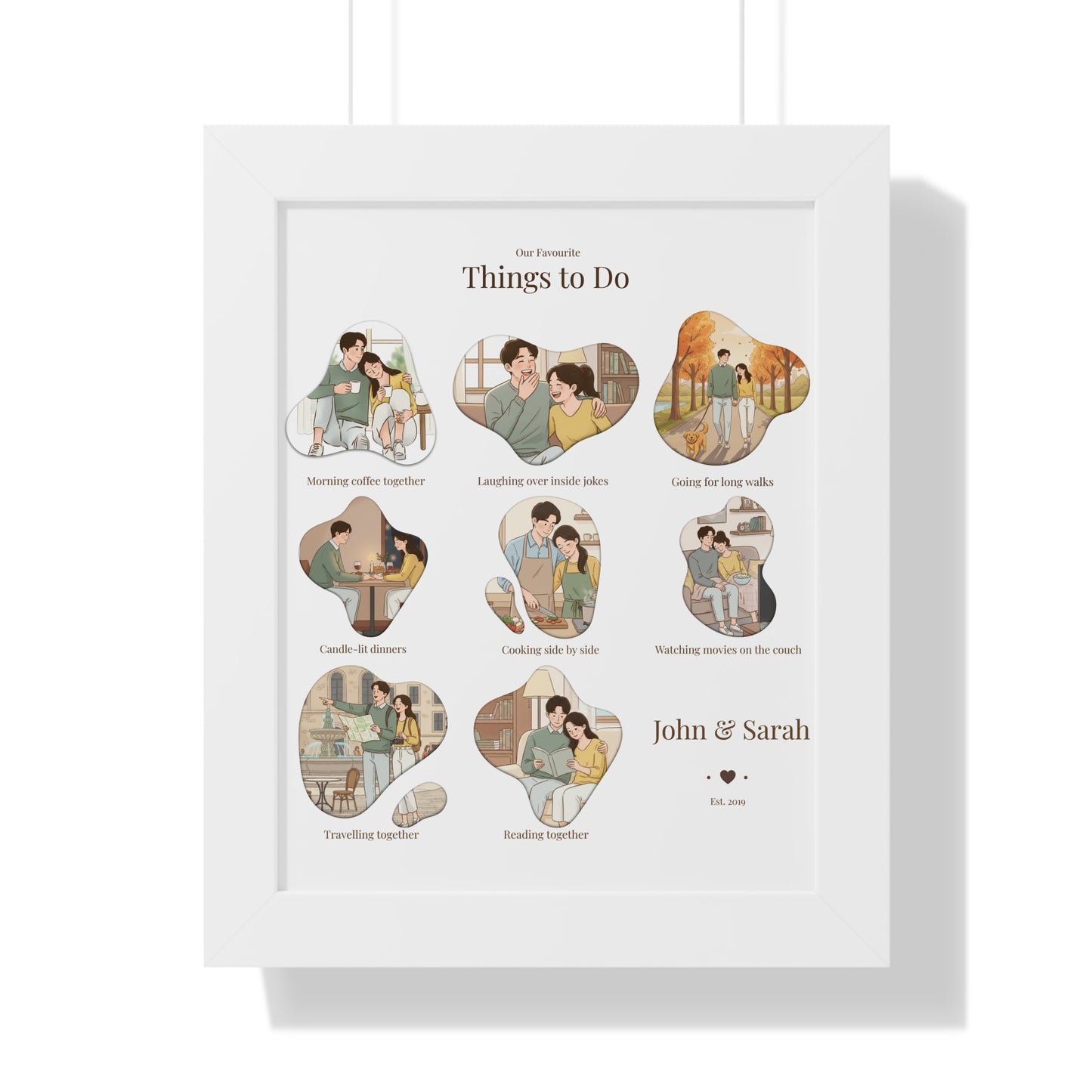 Framed Poster – “Our Favourite Things to Do” Personalized Couple Print | Valentine’s Gift - 14709