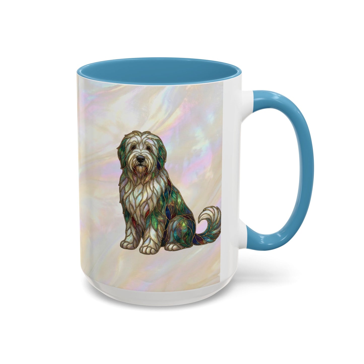 English Sheepdog Accent Coffee Mug -Stained Glass Style (11/15oz) - 14631
