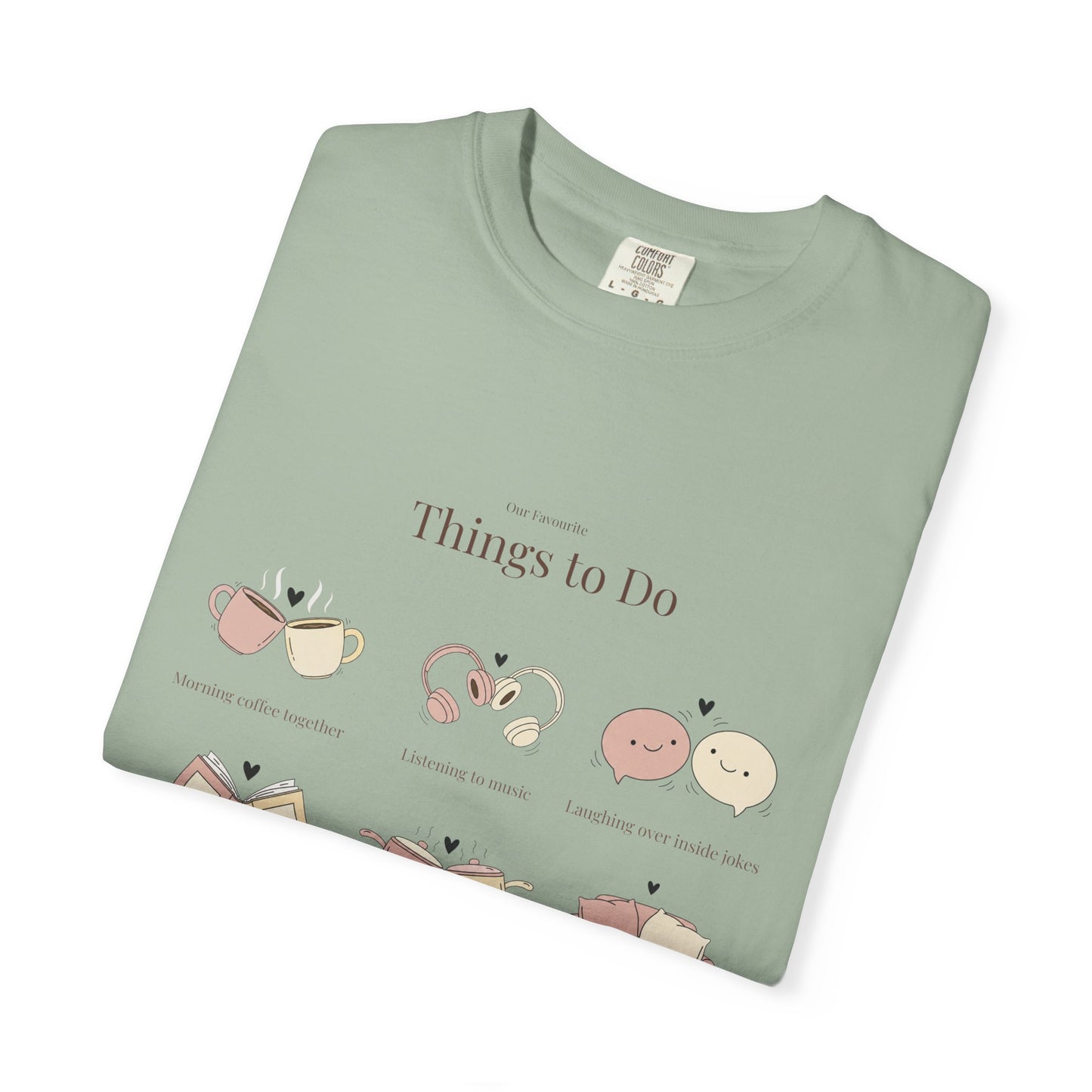 Our Favourite Things to Do Together – Personalised Valentine’s Illustration T-Shirt Gift - 14720