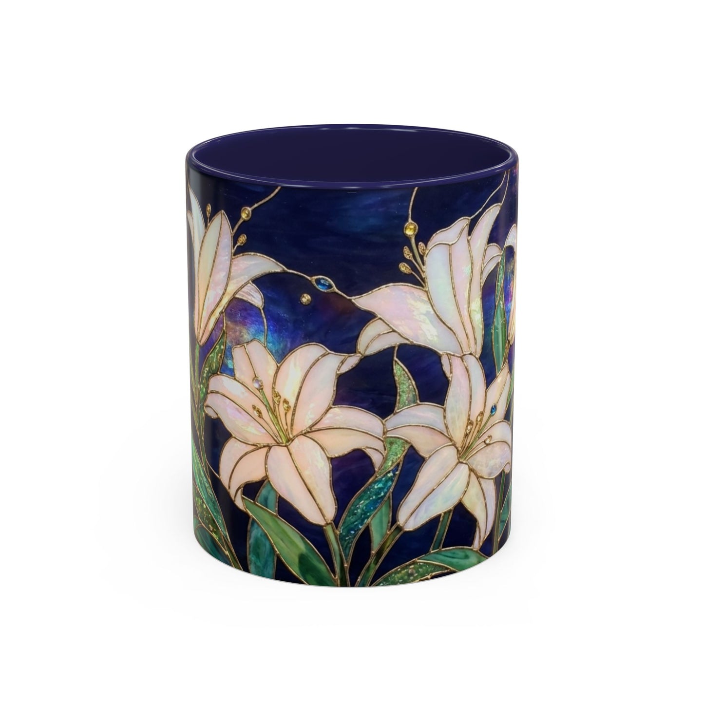 Lily Floral Accent Coffee Mug — Stained Glass Style 11/15oz - 14575
