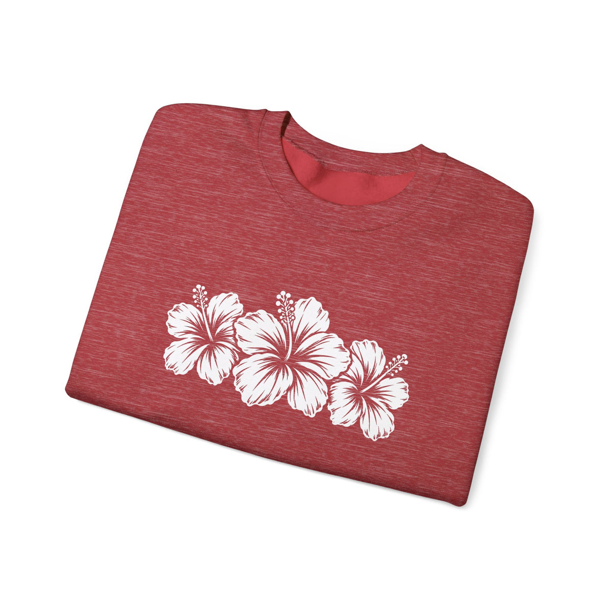 Hibiscus Floral Crewneck Sweatshirt,  Tropical Flower Graphic - 14996