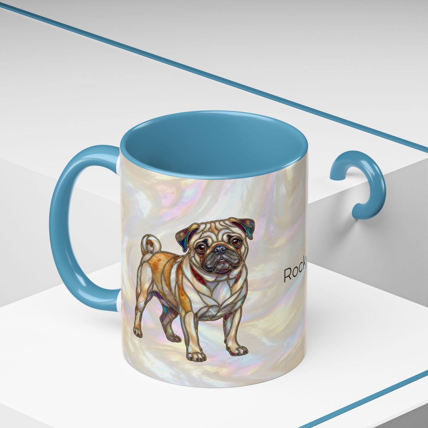 Pug Accent Coffee Mug –  Stained Glass Design (11/15oz) - 14547