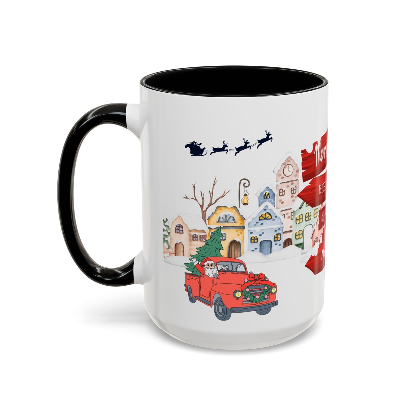 Merry Christmas - Accent Coffee Mug (11, 15oz)