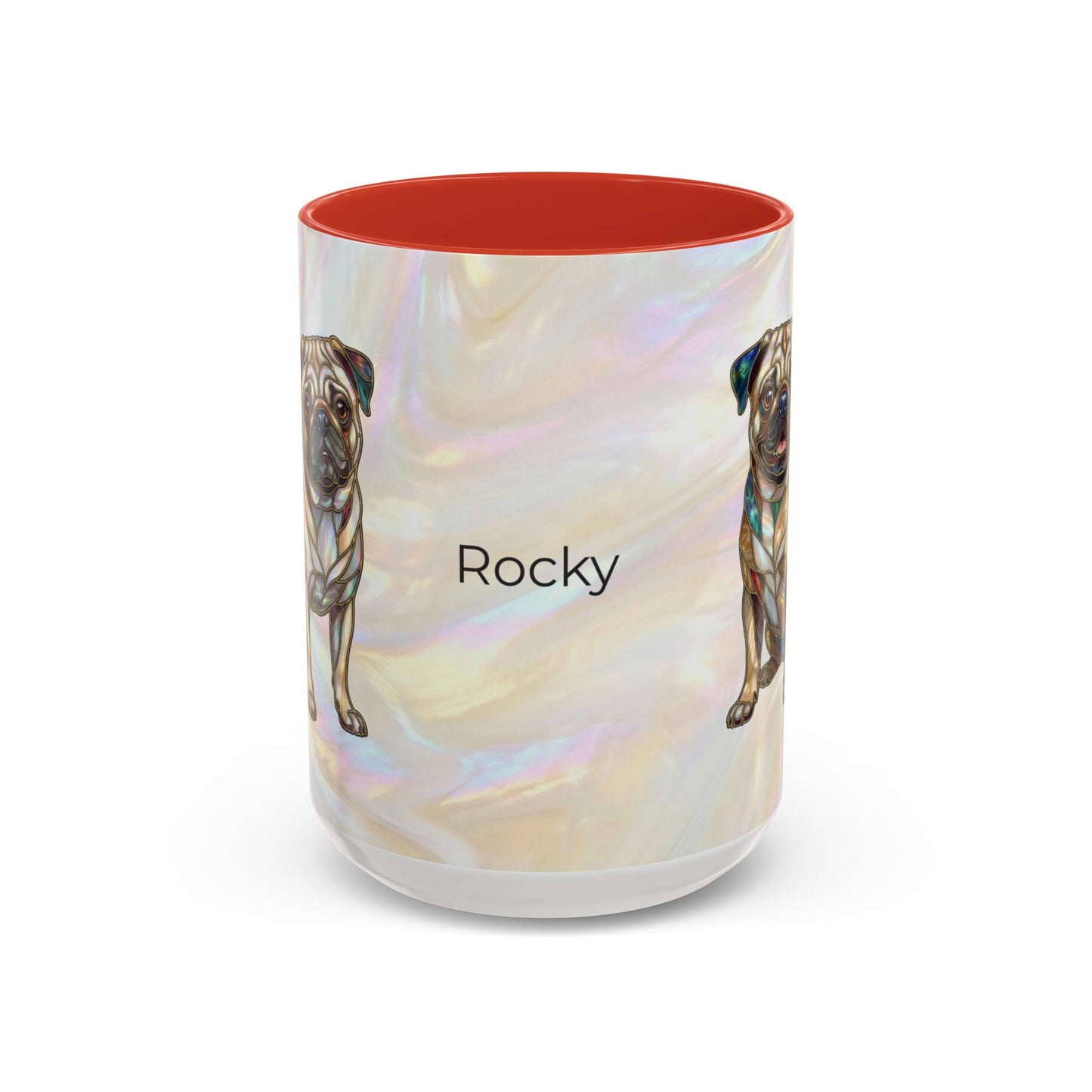 Personalized Pug Accent Coffee Mug –  Stained Glass Design (11/15oz) - 14547