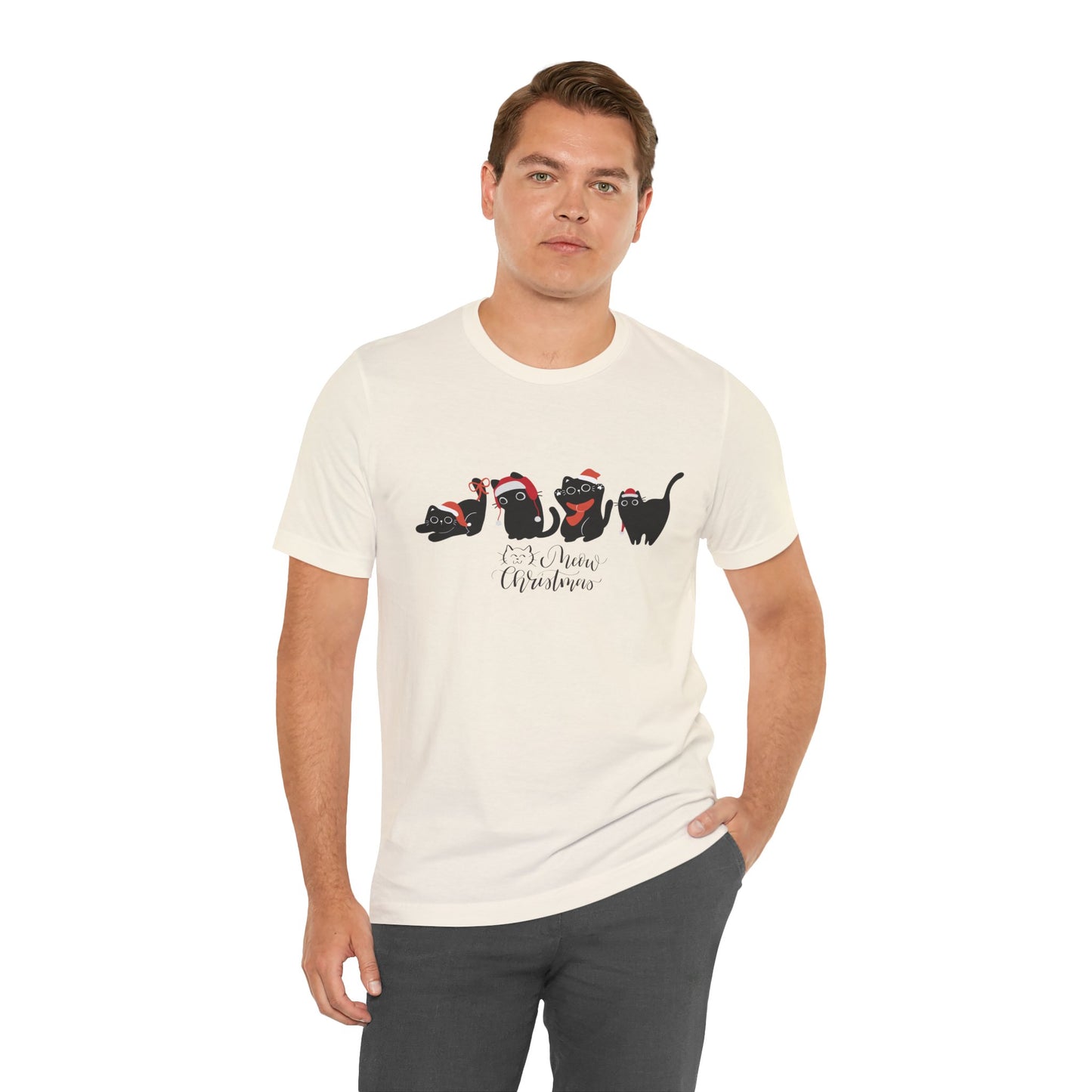 Black Cats, Meow Christmas - Unisex Jersey Short Sleeve Tee - 10076