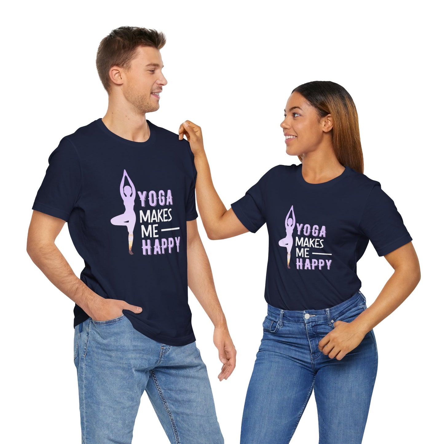 Yoga Makes Me Happy - Unisex Jersey Short Sleeve Tee