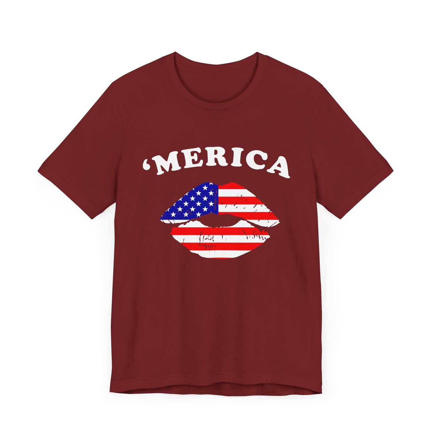 'Merica Unisex Jersey Tee, Patriotic Short Sleeve Shirt, USA Flag Design, Independence Day Apparel, Festival Wear, Summer Casual - 13519