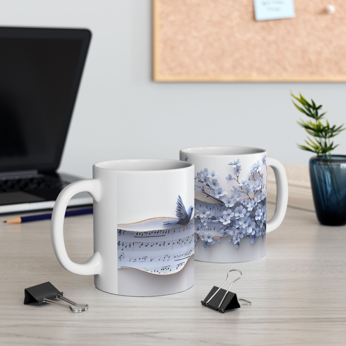 Beautiful Flowers & Bird, Vintage - Ceramic Mug, (11oz, 15oz) - 11482
