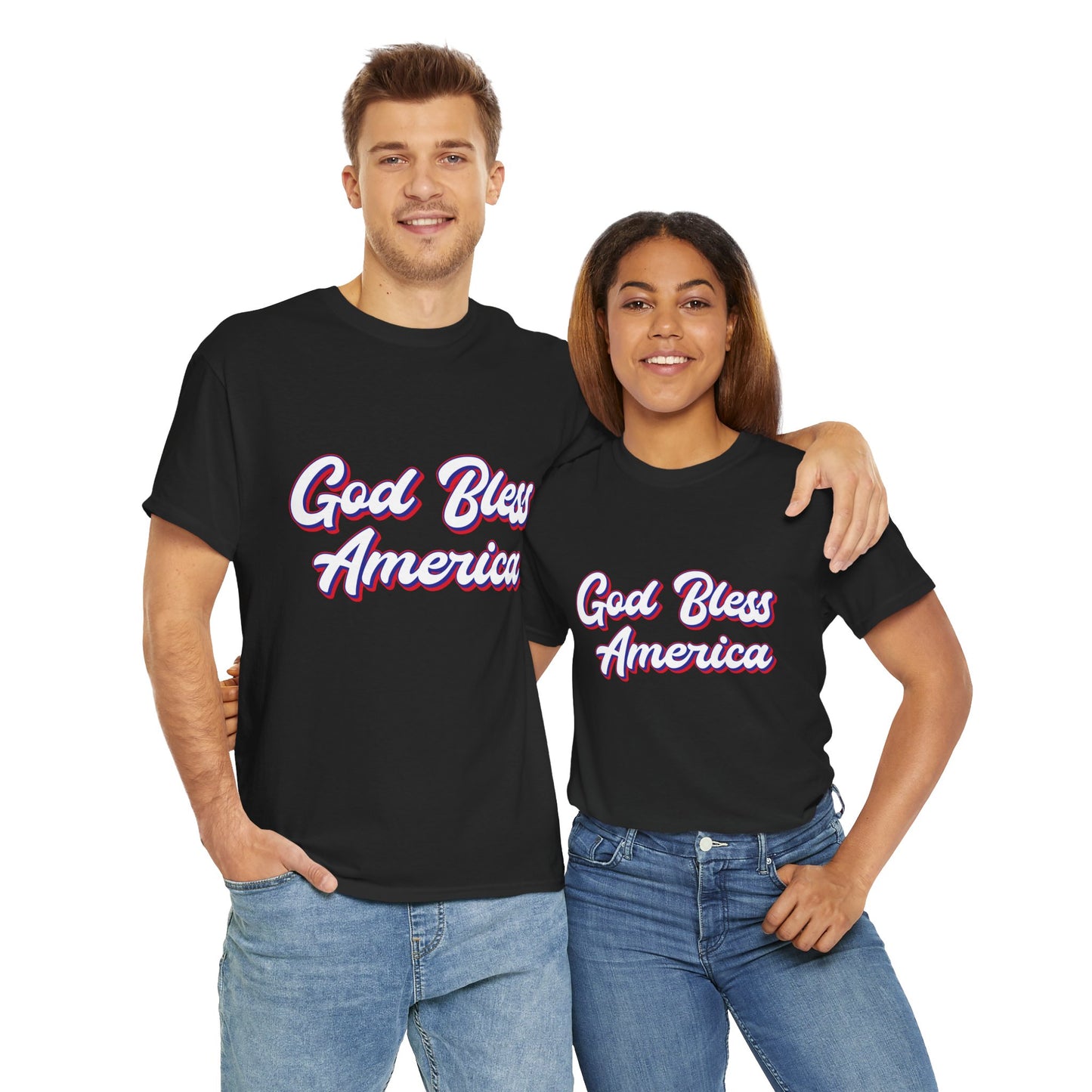 God Bless America Unisex Heavy Cotton Tee | Patriotic Shirt, American Pride Apparel, 4th of July Outfit, Gift for Veterans, Summer - 13655