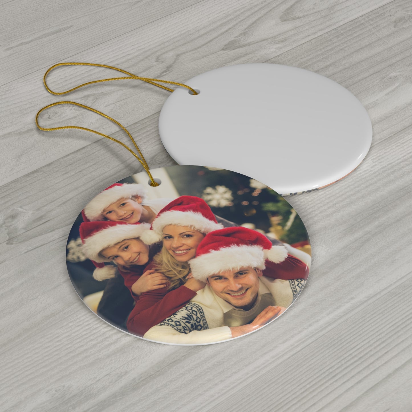 Christmas, Family Photo - Ceramic Ornament, 4 Shapes