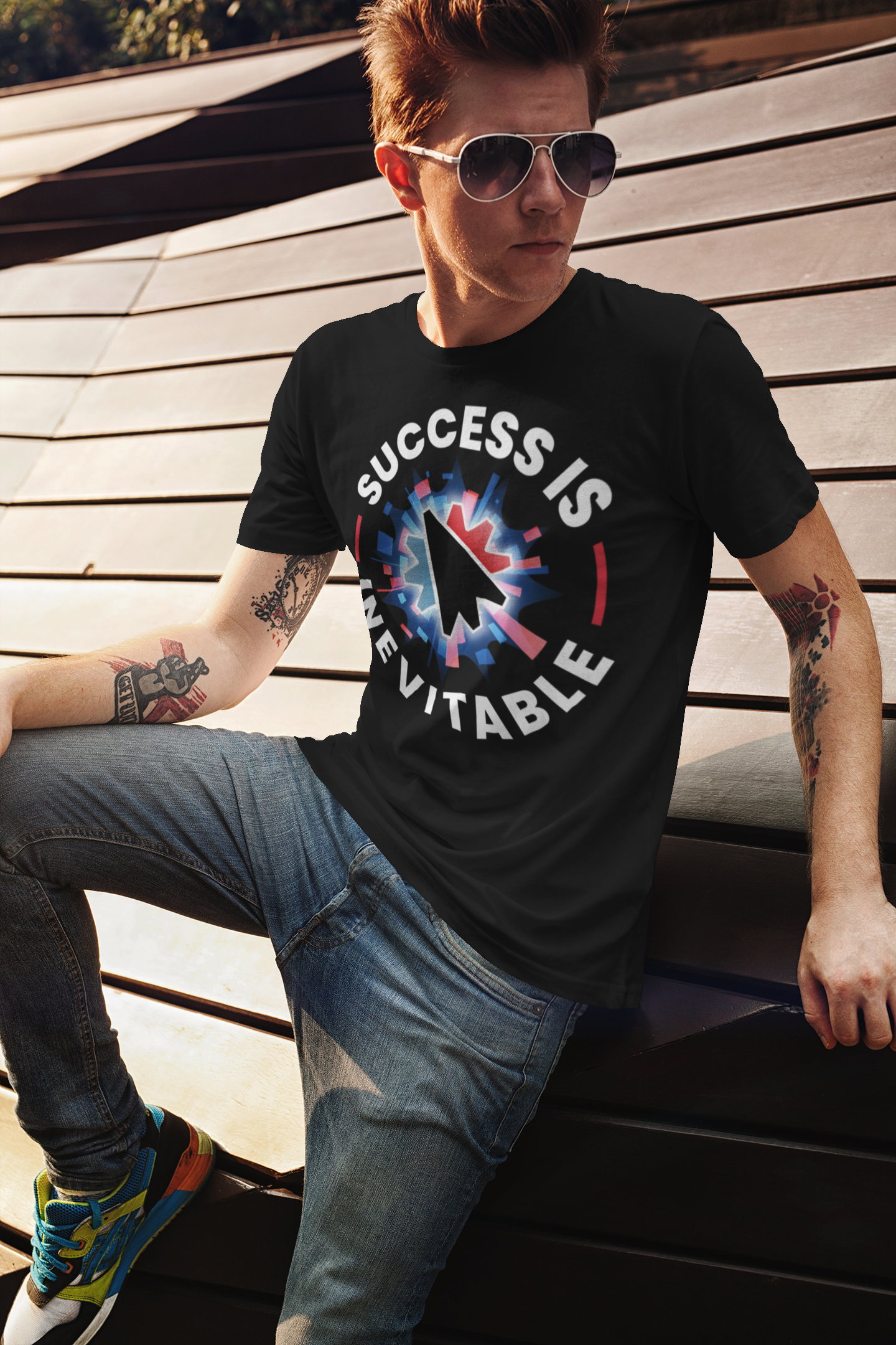 Success Is Inevitable T-Shirt – Motivational Graphic Tee with Cursor Design - 14884