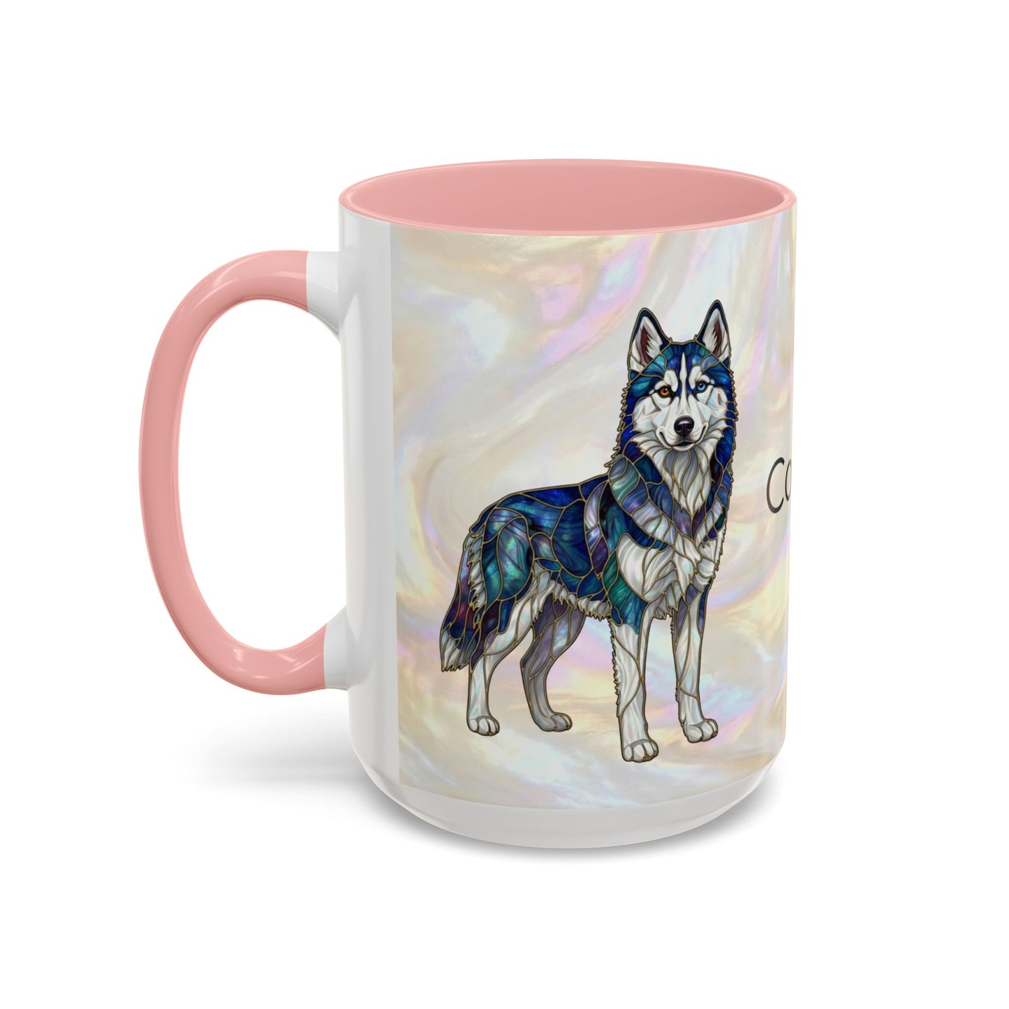 Personalized Husky Accent Coffee Mug – Stained Glass Design (11/15oz) - 14543