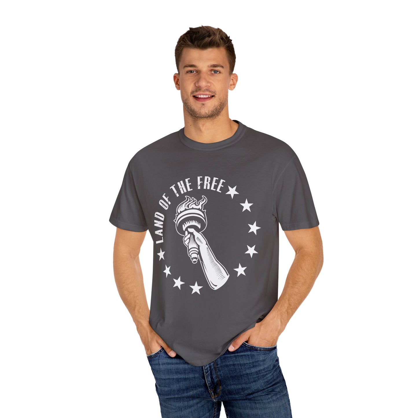 Land Of the Free Graphic T-Shirt, Casual Wear for Independence Day, Gift for Freedom Lovers, Unisex Tee for Everyday Style, Comfort and Style - 13640