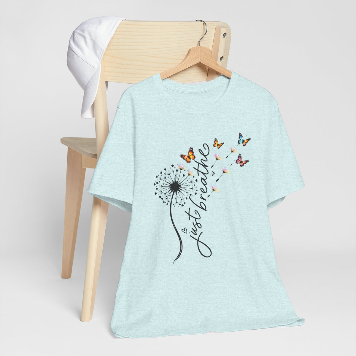 Just Breathe Dandelion T-Shirt,  Butterfly Inspirational Tee - 14519