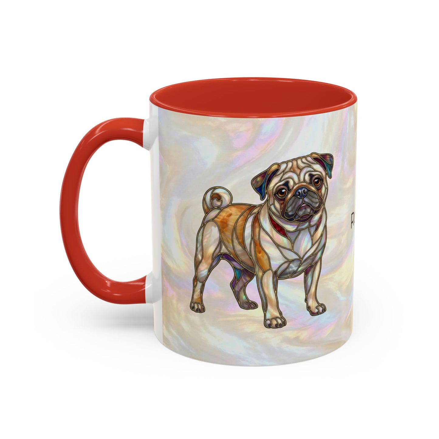 Personalized Pug Accent Coffee Mug –  Stained Glass Design (11/15oz) - 14547