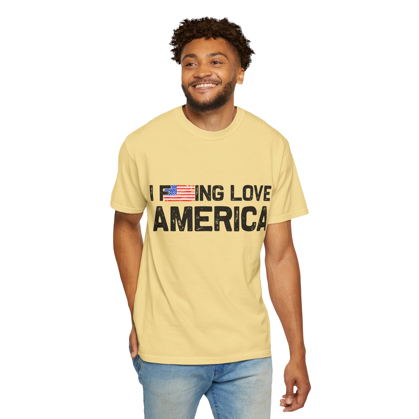 Unisex T-Shirt with Patriotic Love for America, Casual Tee, Independence Day Gift, Love America Shirt, Gift for Patriot - 13654