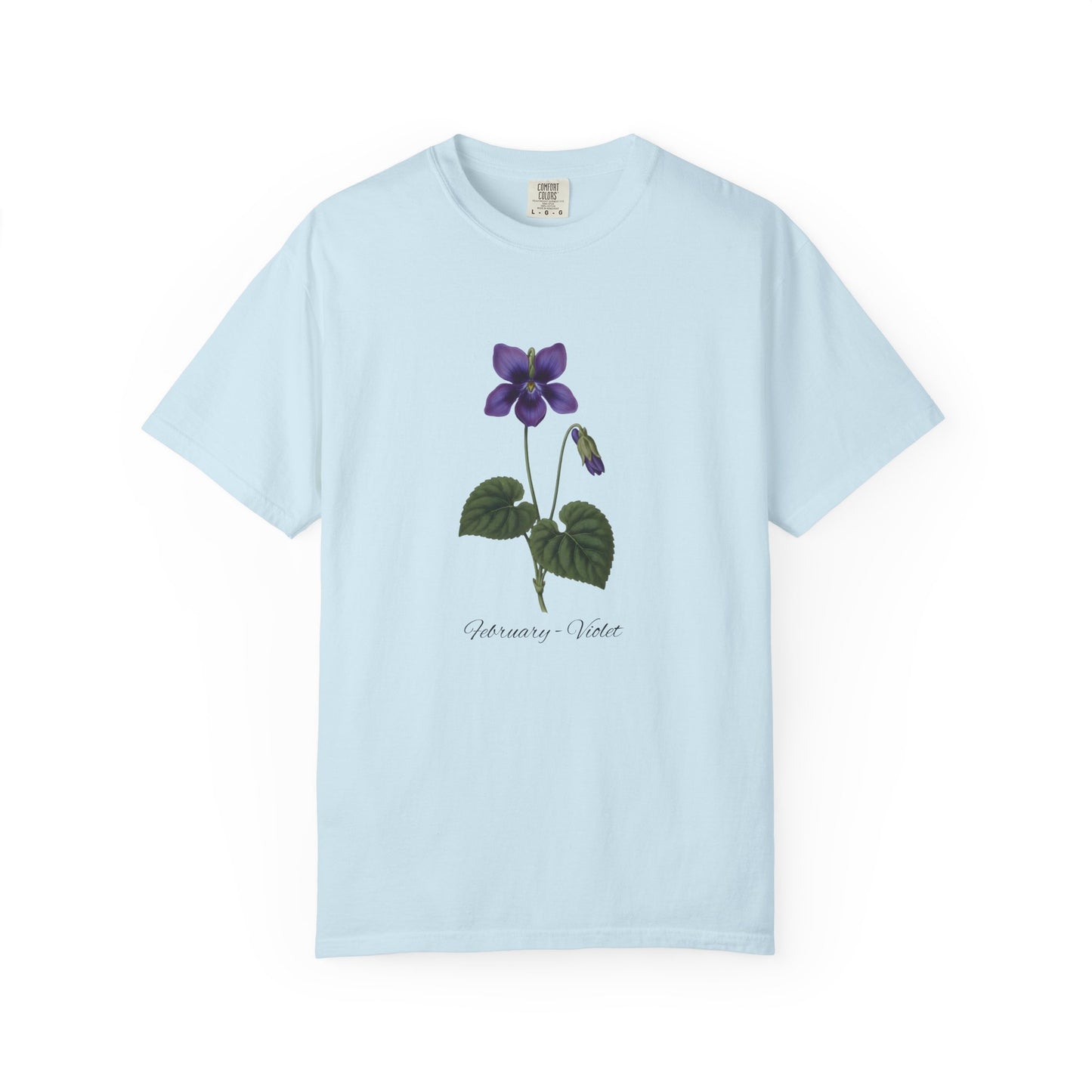 February Birth Flower Violet T-Shirt – Heavyweight Garment-Dyed Tee - 14700