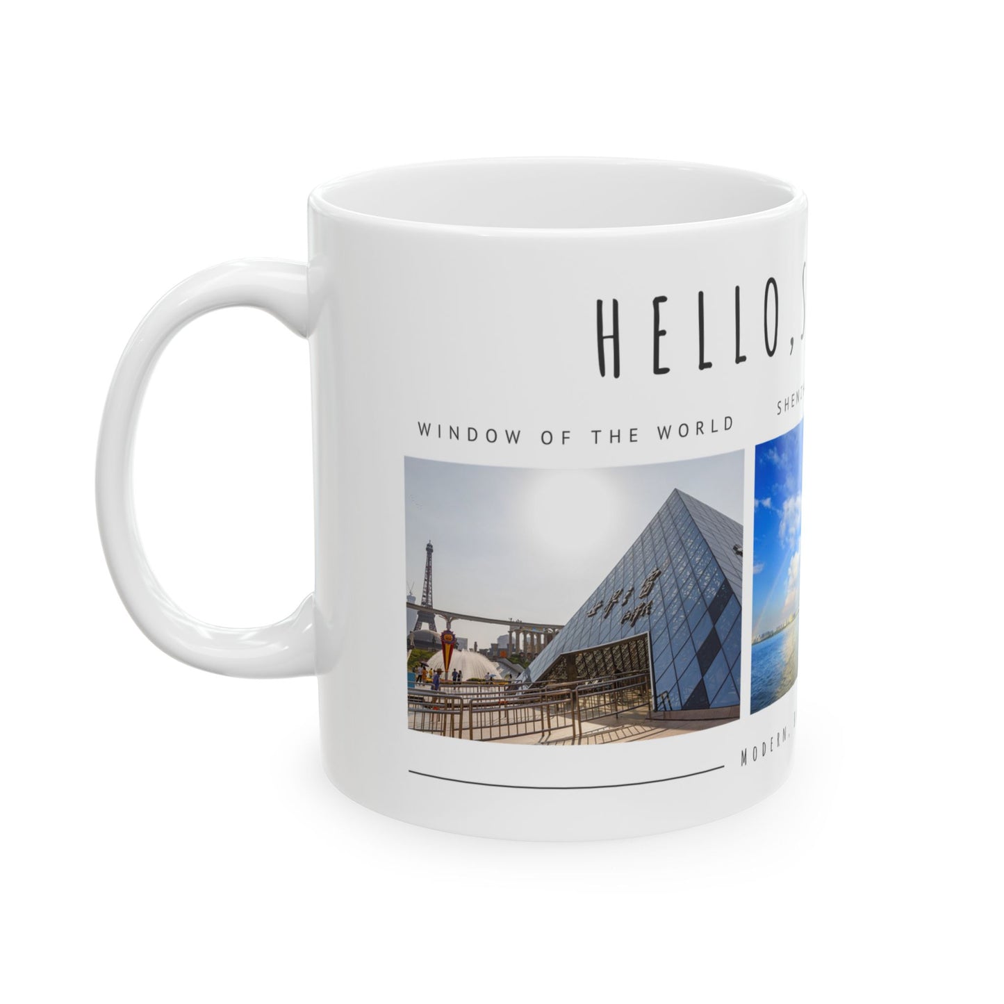 Hello, Shenzhen! Ceramic Mug - 11oz & 15oz - Modern & Bustling Design - 12103