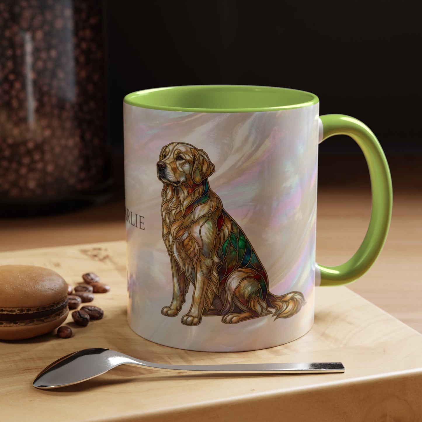 Personalized Golden Retriever Coffee Mug - Stained Glass Design 11/15oz - 14534