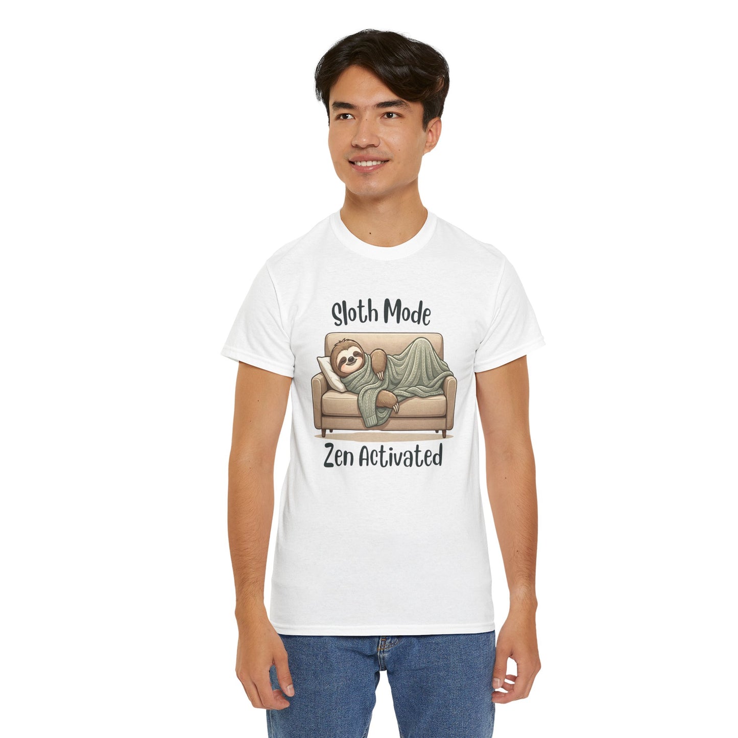 Funny Sloth T-Shirt – “Sloth Mode, Zen Activated” Cute Relaxing Tee - 14844