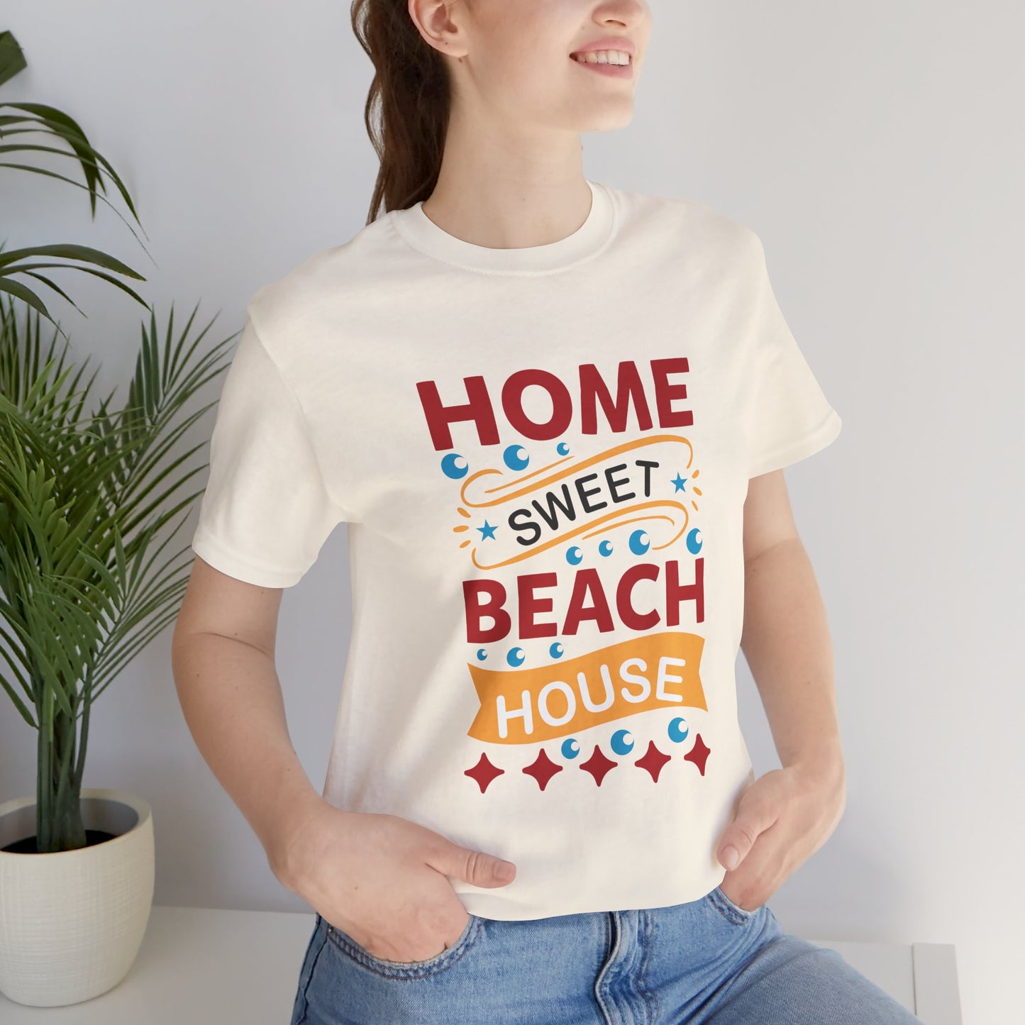 Home Sweet, Beach House - Unisex Jersey Short Sleeve Tee - 13233