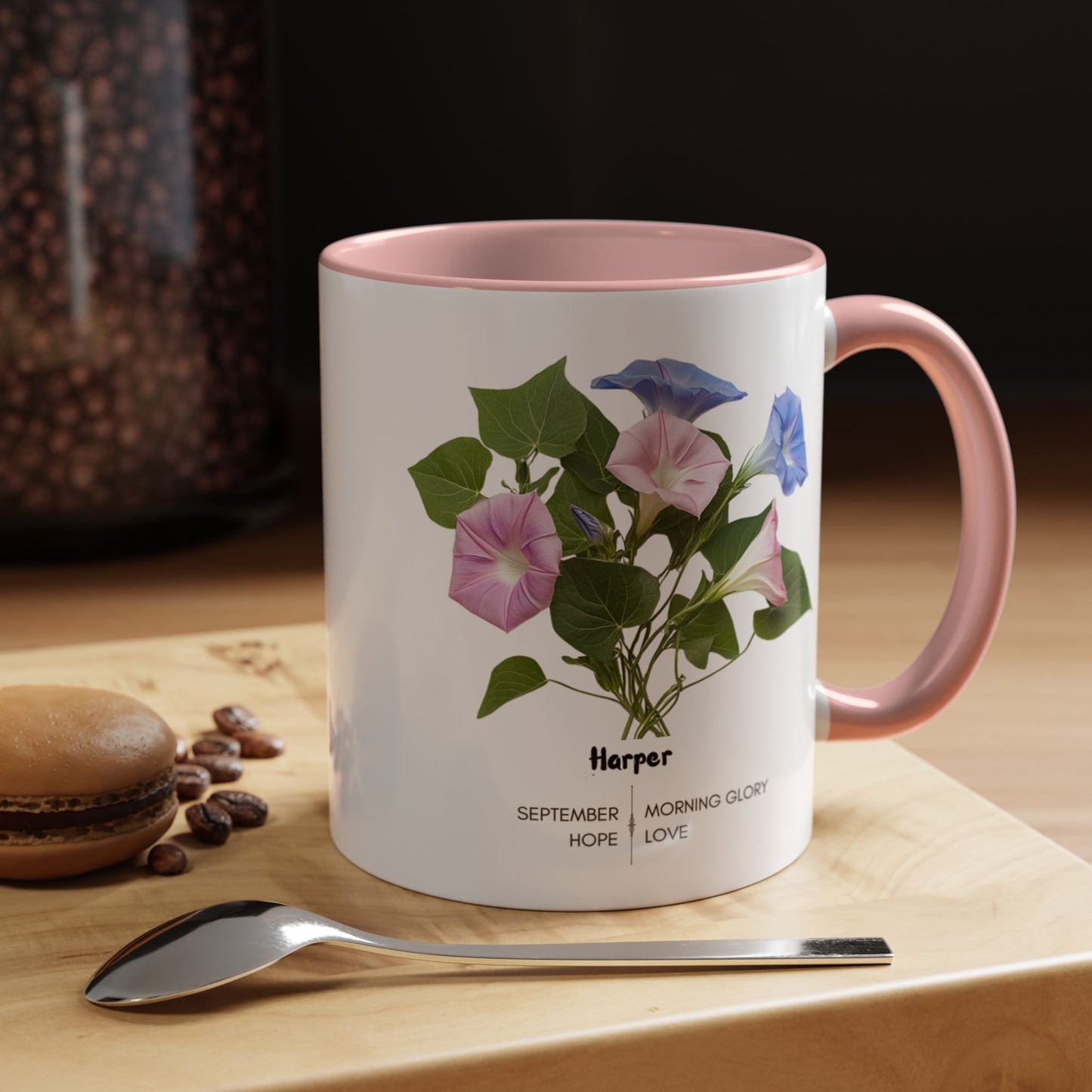 Happy Birthday: September Born, Morning Glory Flower, Customizable - Accent Coffee Mug (11, 15oz)