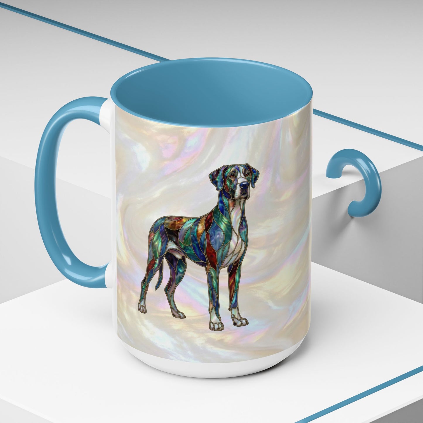 Personalized Great Dane Dog Mug — Stained Glass Design (11/15 oz) - 14550