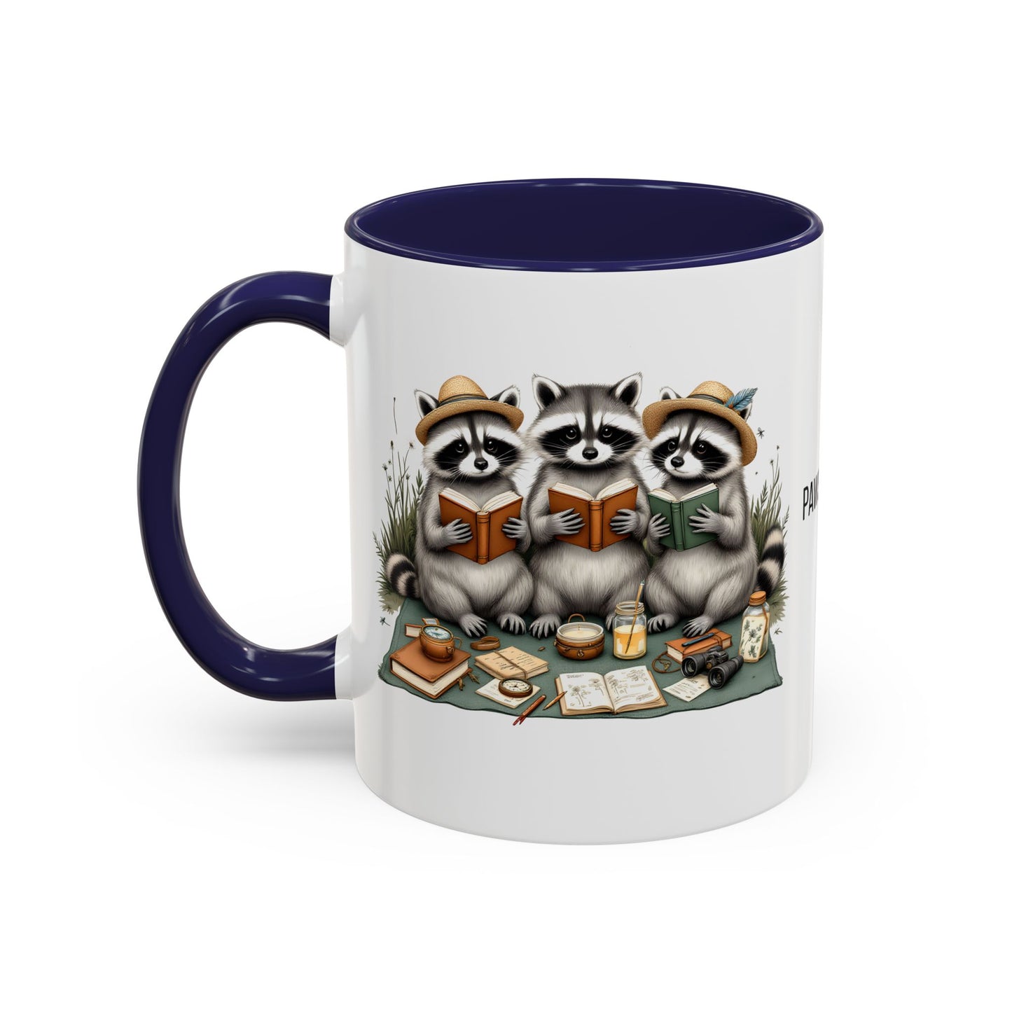 Paws & Pages Raccoon Reading Mug – Cute Book Lover Coffee Cup Gift (11oz / 15oz) - 14814