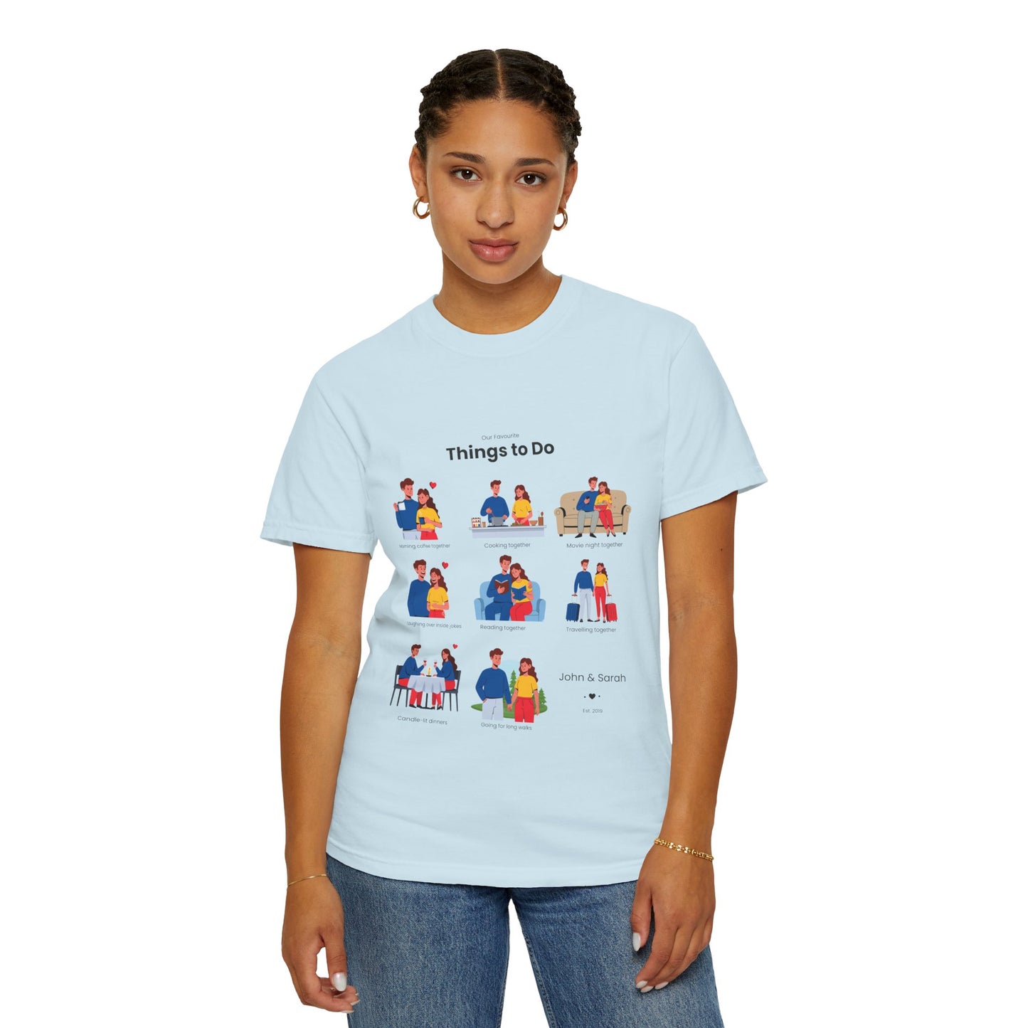 Our Favourite Things to Do Together – Personalised Valentine’s Illustration T-Shirt Gift - 14722