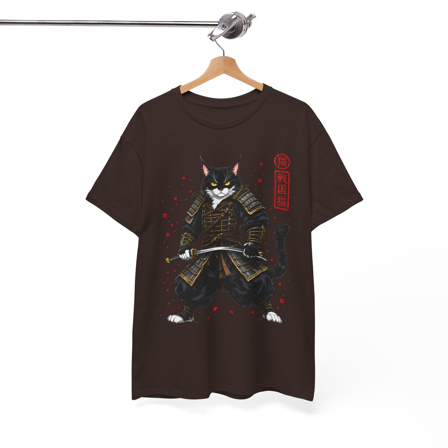Samurai Cat T-Shirt – Japanese Warrior Cat Graphic Tee, Anime Samurai Cat Shirt, Japanese Streetwear Gift - 14913