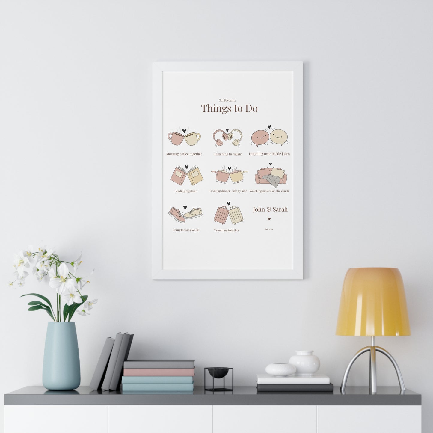 Framed Poster – “Our Favourite Things to Do” Personalized Couple Print | Valentine’s Gift - 14708